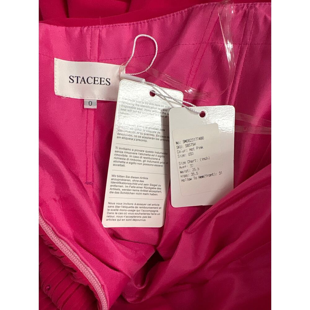 NWT Stacees Hot Pink Strapless Ruched Mini Dress Sz 0 - Picture 4 of 4